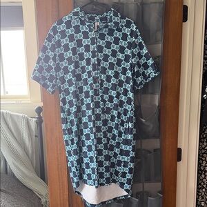 Lulu-B Navy and Aqua Asymmetrical Dress